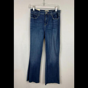 L'Agence Kendra High Rise Cropped Flare Jeans Mid Wash Blue Size 26 W, 27 L